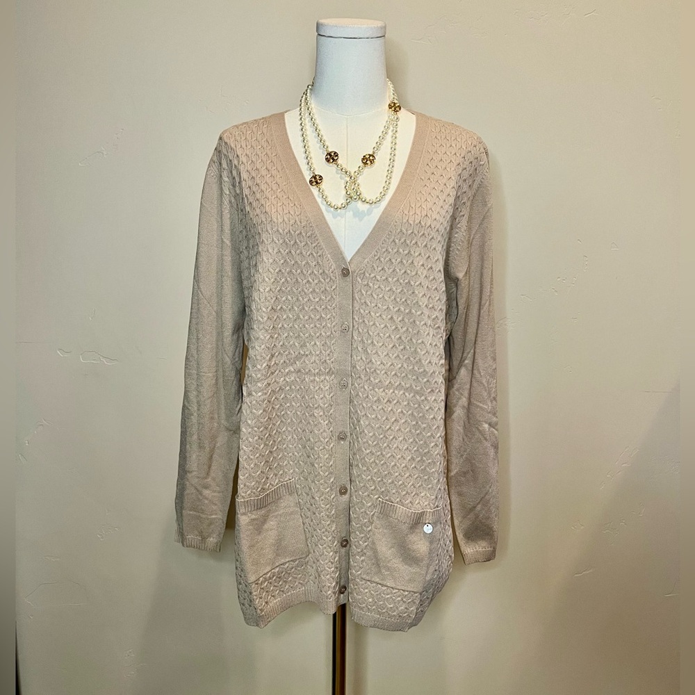 Classic Light Brown Textured Cardigan